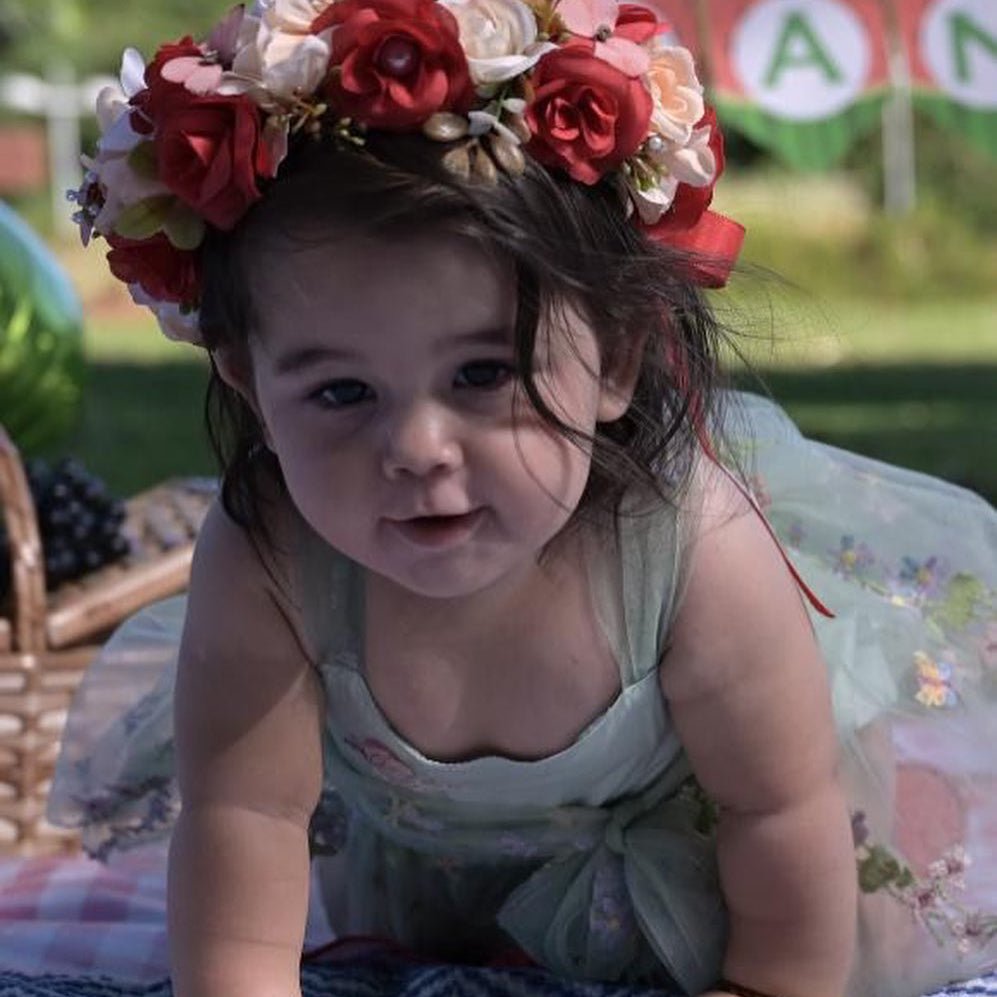 Floral Tulle Bow Baby Dress Bodysuit - Betina Baby & Kids