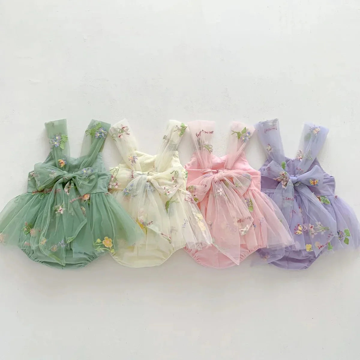 Floral Tulle Bow Baby Dress Bodysuit - Betina Baby & Kids