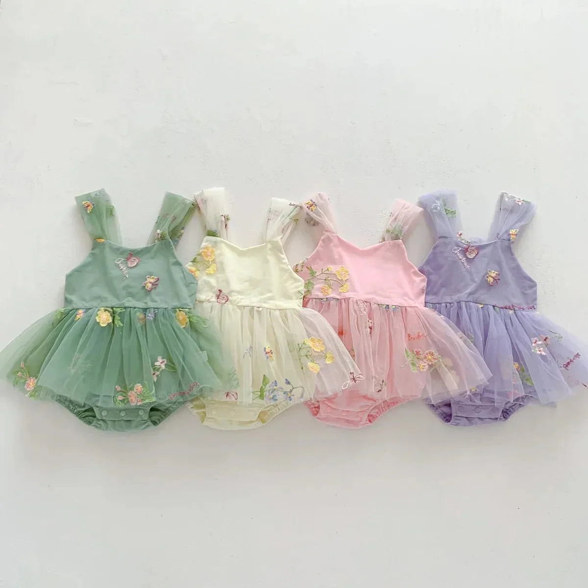 Floral Tulle Bow Baby Dress Bodysuit - Betina Baby & Kids
