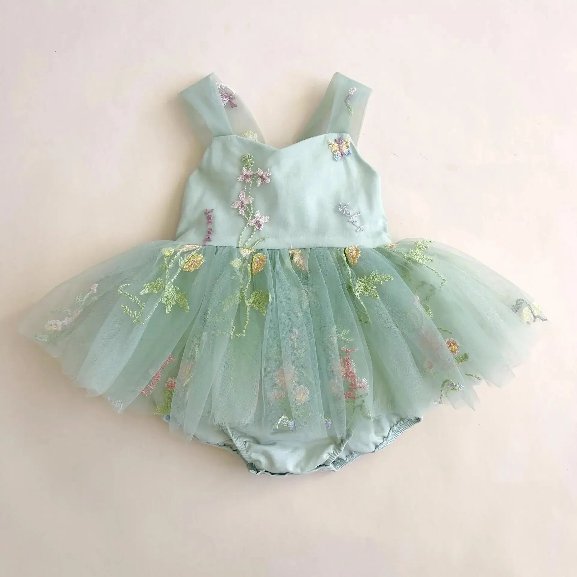 Floral Tulle Bow Baby Dress Bodysuit - Betina Baby & Kids