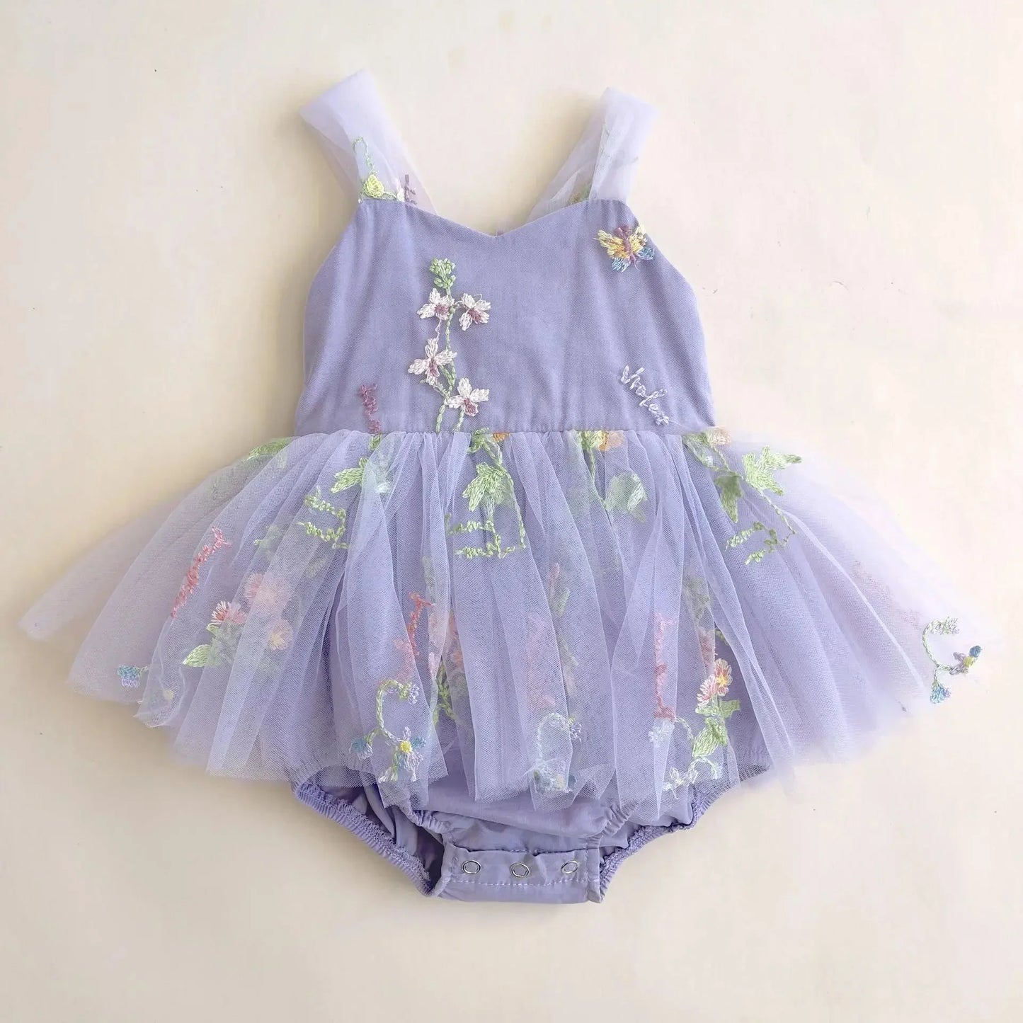 Floral Tulle Bow Baby Dress Bodysuit - Betina Baby & Kids