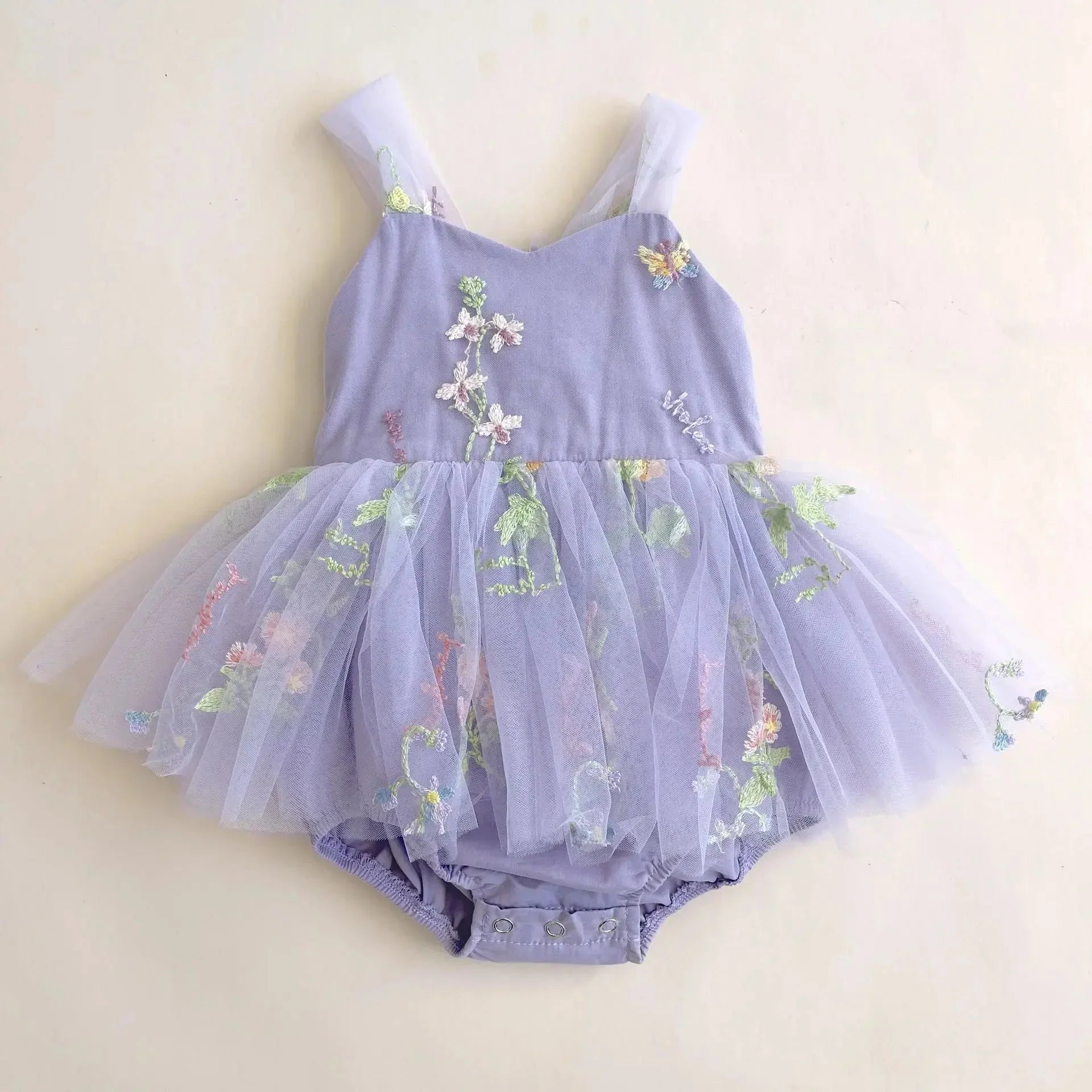Floral Tulle Bow Baby Dress Bodysuit - Betina Baby & Kids