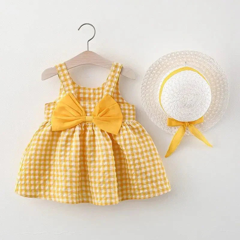 Gingham Bow Dress with Hat - Betina Baby & Kids
