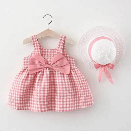 Gingham Bow Dress with Hat - Betina Baby & Kids