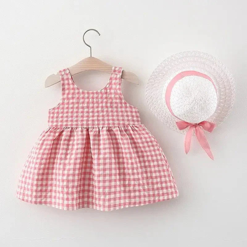 Gingham Bow Dress with Hat - Betina Baby & Kids