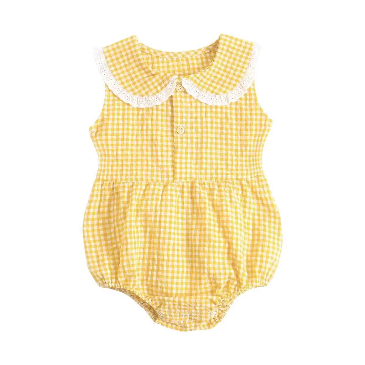 Gingham Lace Collar Romper - Betina Baby & Kids