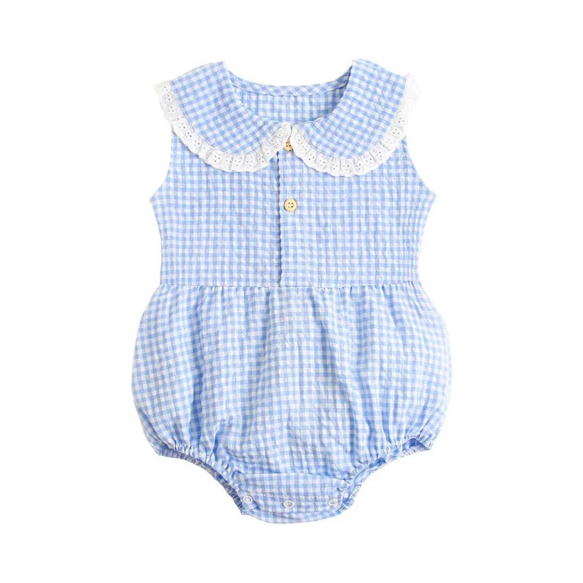 Gingham Lace Collar Romper - Betina Baby & Kids