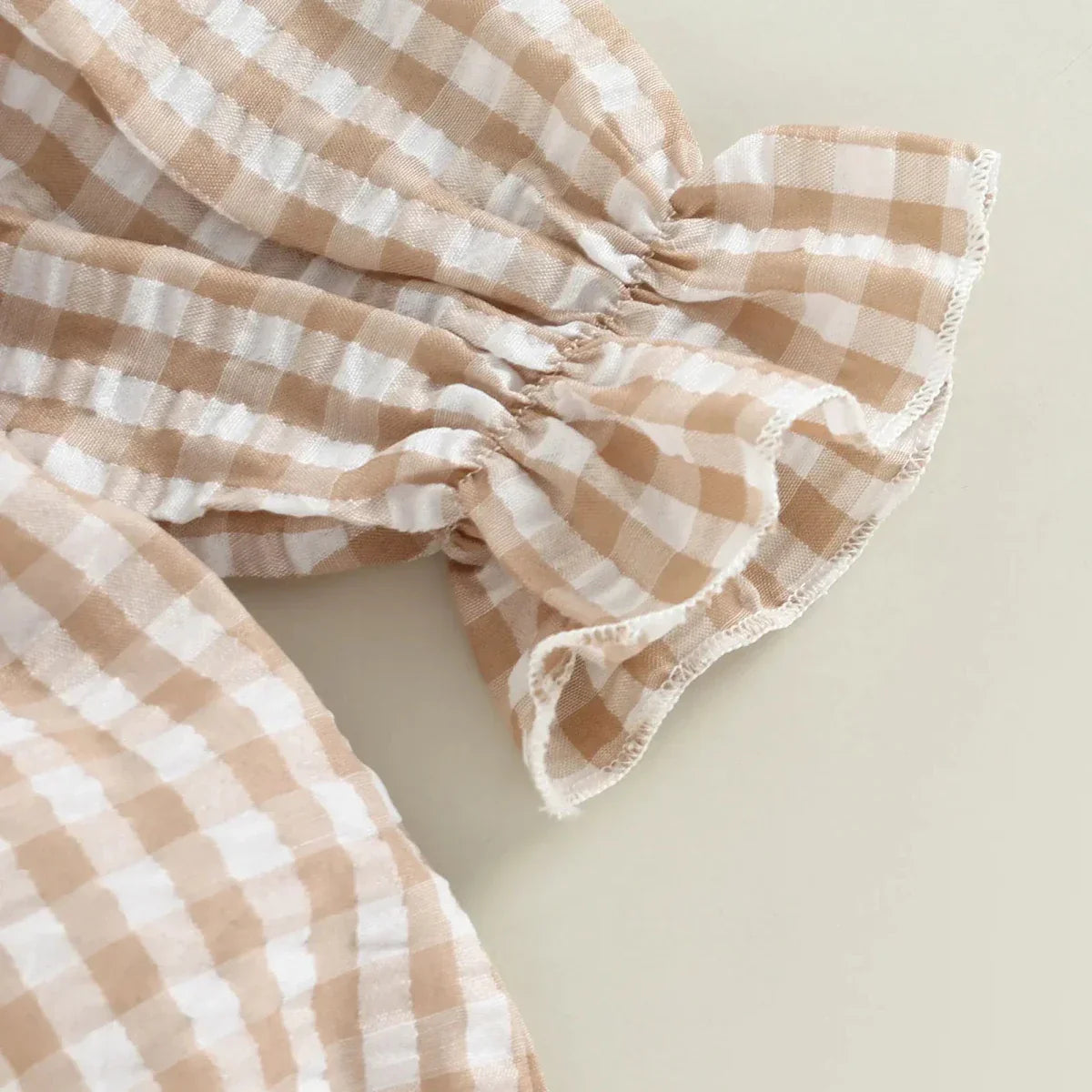 Gingham Ruffle Collar Romper with Bow - Betina Baby & Kids