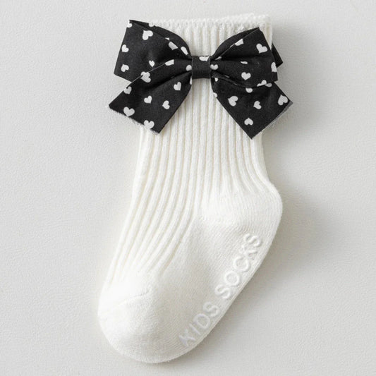 Heart Bow Ribbed Baby Socks - Betina Baby & Kids