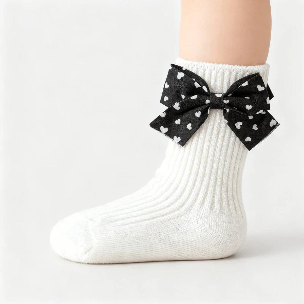 Heart Bow Ribbed Baby Socks - Betina Baby & Kids