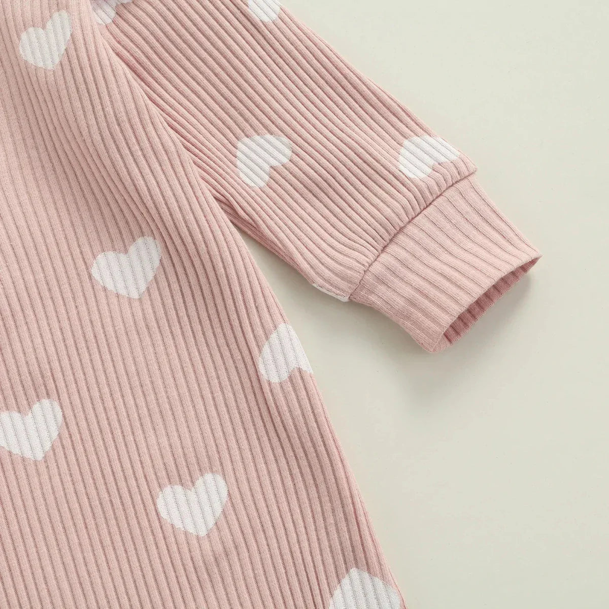 Heart Print Baby Romper with Bow Headband - Betina Baby & Kids