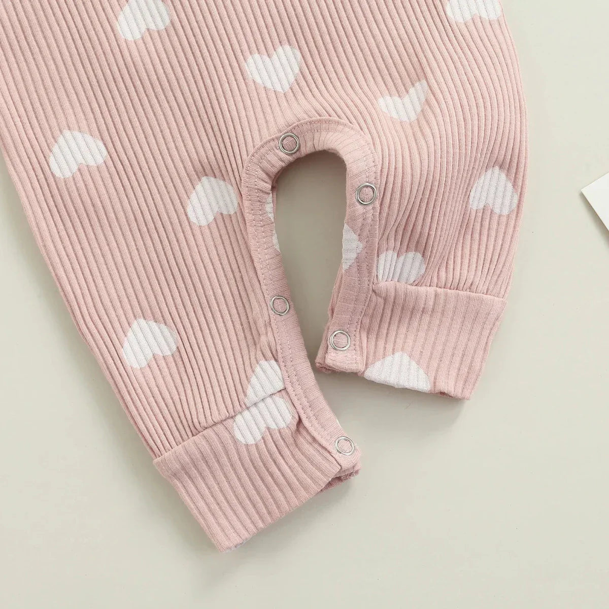 Heart Print Baby Romper with Bow Headband - Betina Baby & Kids