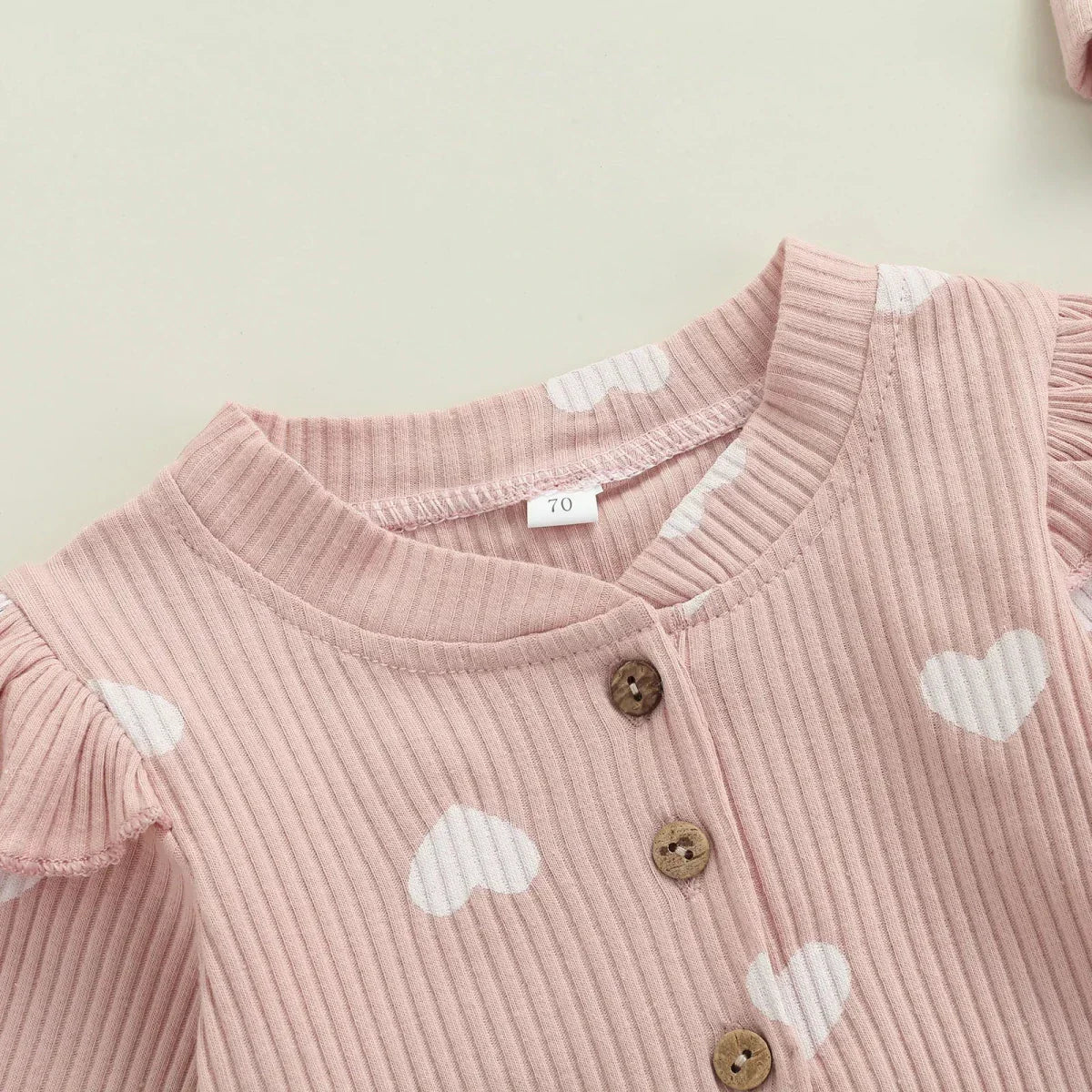 Heart Print Baby Romper with Bow Headband - Betina Baby & Kids