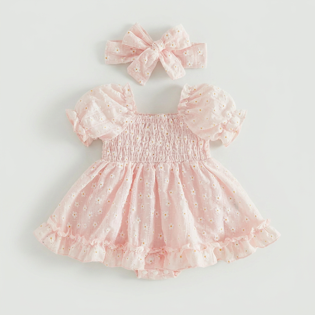 Daisy Smocked Baby Dress with Bow