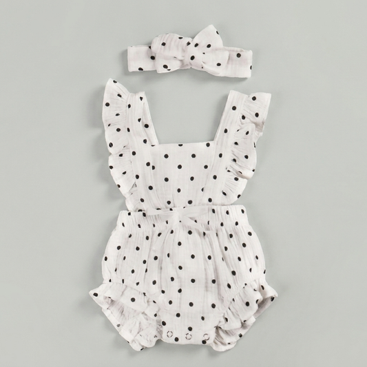Polka Dot Bow Baby Romper