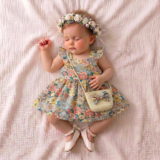 Floral Dress with Mini Bag Set