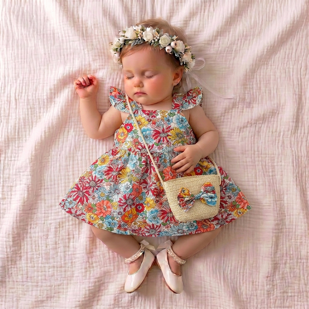 Floral Dress with Mini Bag Set