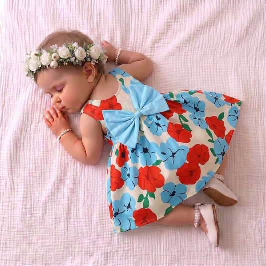 Floral Bow Dress with Hat