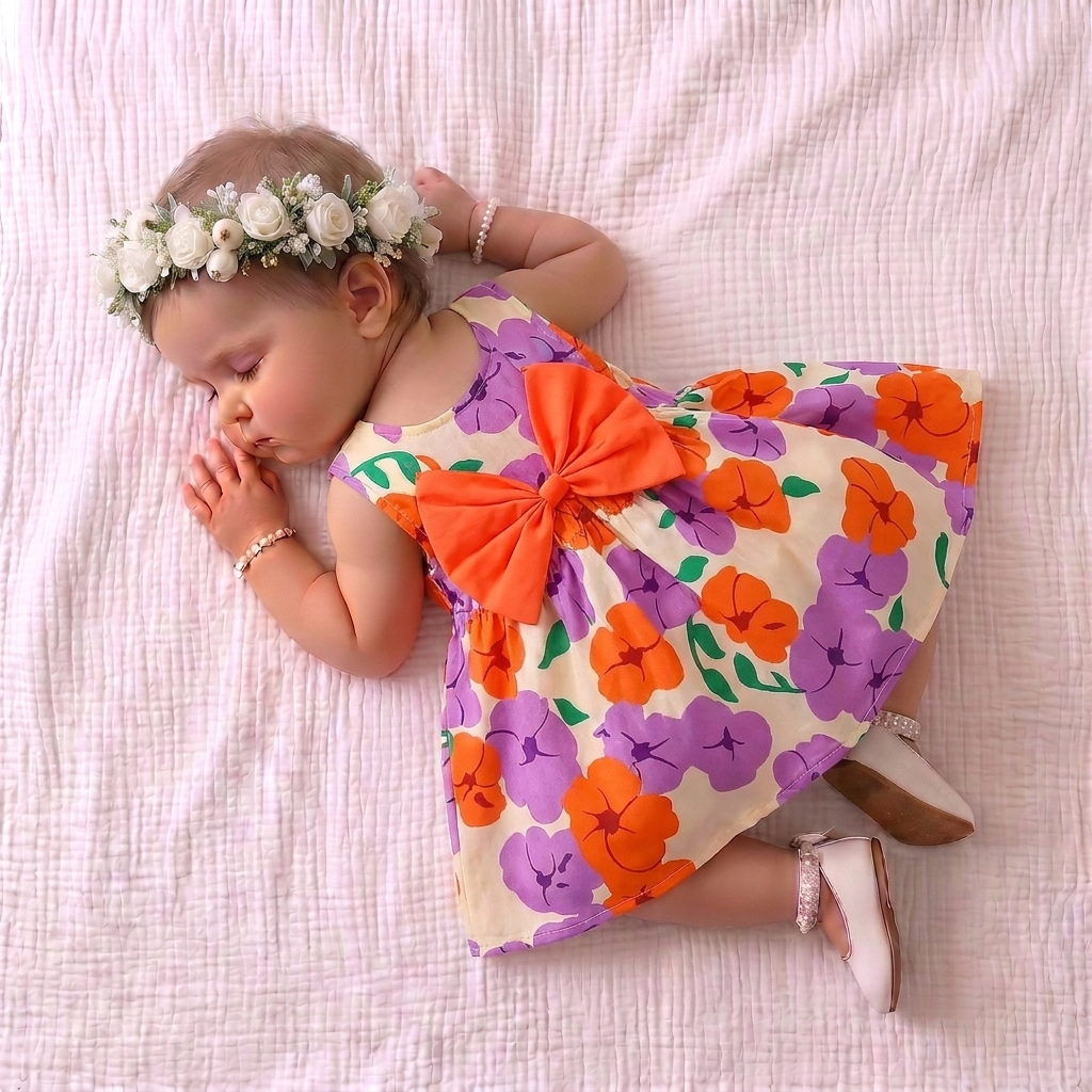 Floral Bow Dress with Hat