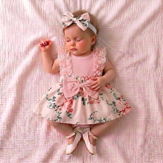 Floral Lace Dress with Headband
