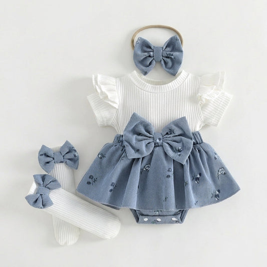 Dress Set with Bow and Socks