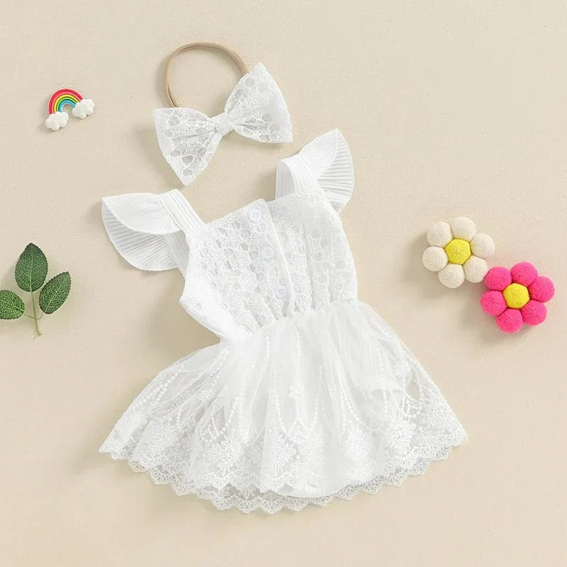 Lace Angel Dress with Bow - Betina Baby & Kids