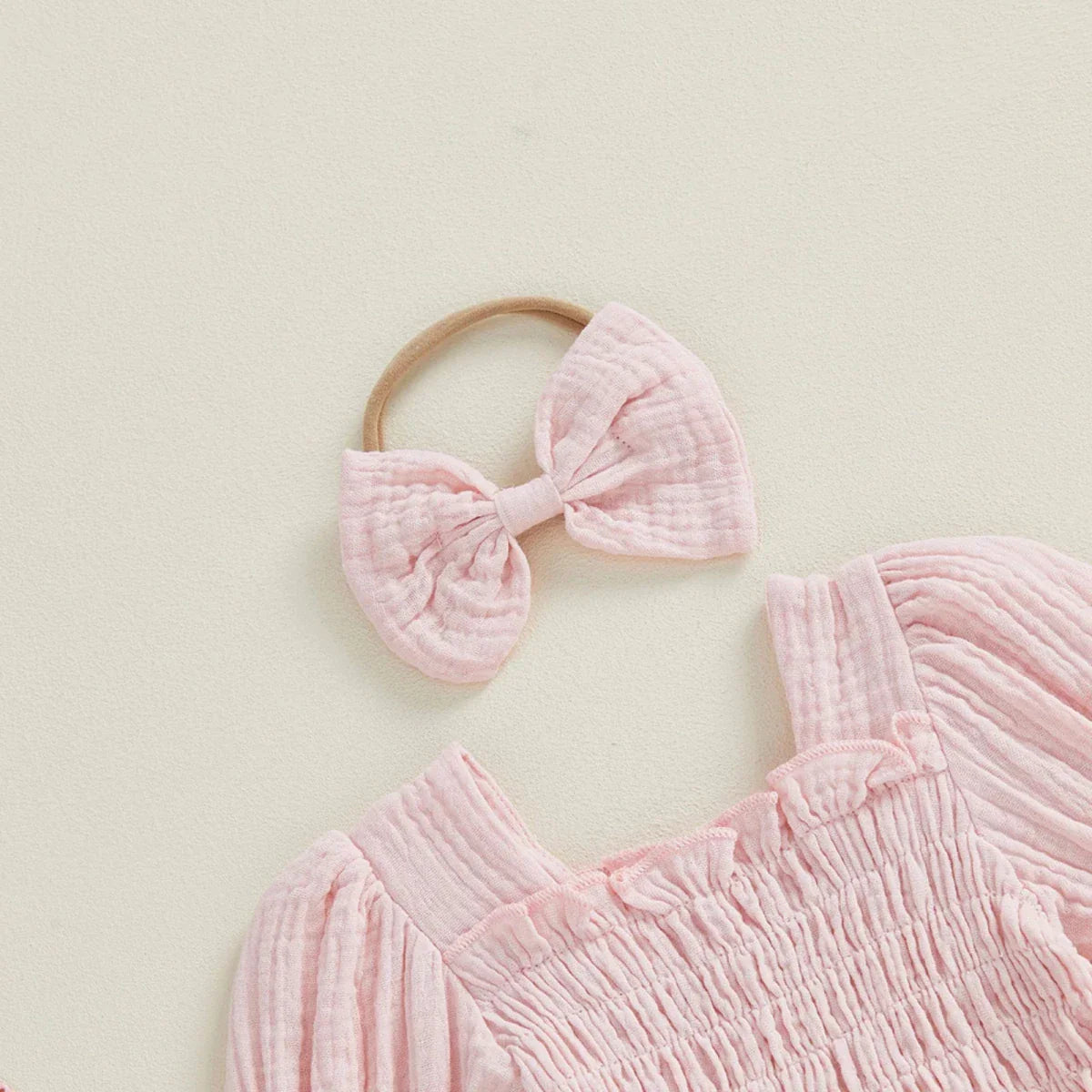 Long Sleeve Baby Romper with Bow - Betina Baby & Kids