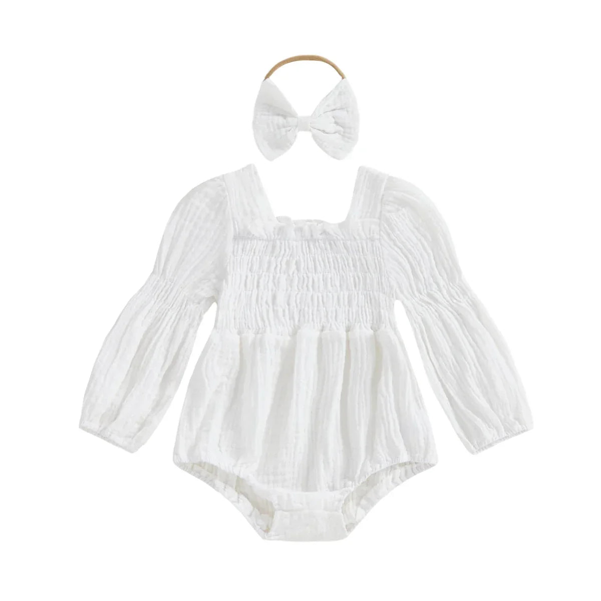 Long Sleeve Baby Romper with Bow - Betina Baby & Kids