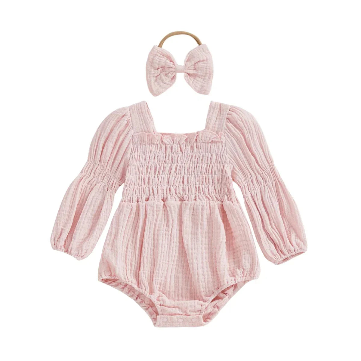 Long Sleeve Baby Romper with Bow - Betina Baby & Kids