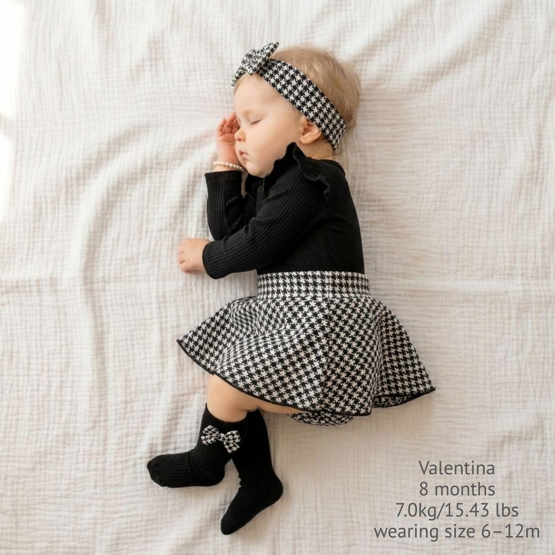 Maison Elegance Houndstooth Long Sleeve Dress 3 Pçs - Betina Baby & Kids