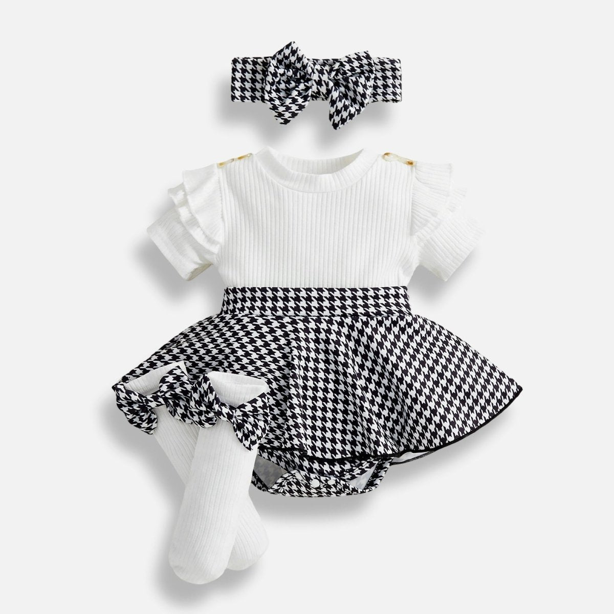 Maison Elegance Houndstooth Short Sleeve Dress - Betina Baby & Kids