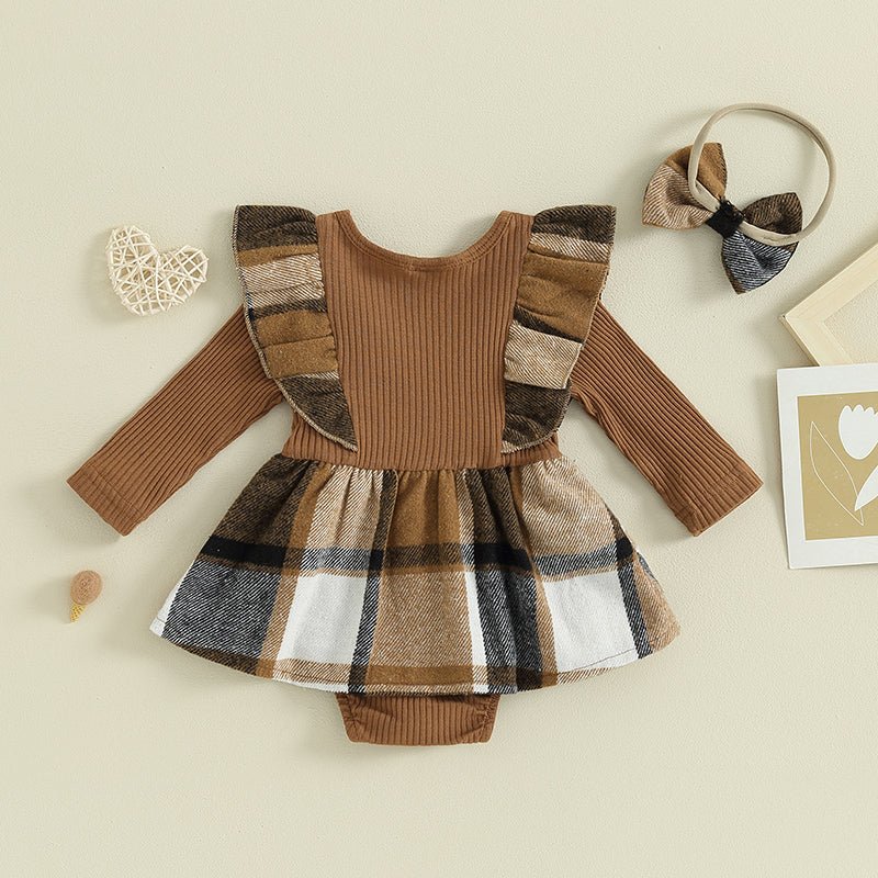Plaid Dress with Bow Headband - Betina Baby & Kids