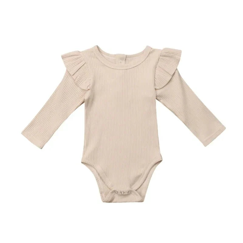 Ribbed Baby Bodysuit with Ruffle Shoulders - Betina Baby & Kids