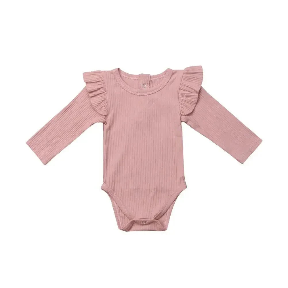 Ribbed Baby Bodysuit with Ruffle Shoulders - Betina Baby & Kids