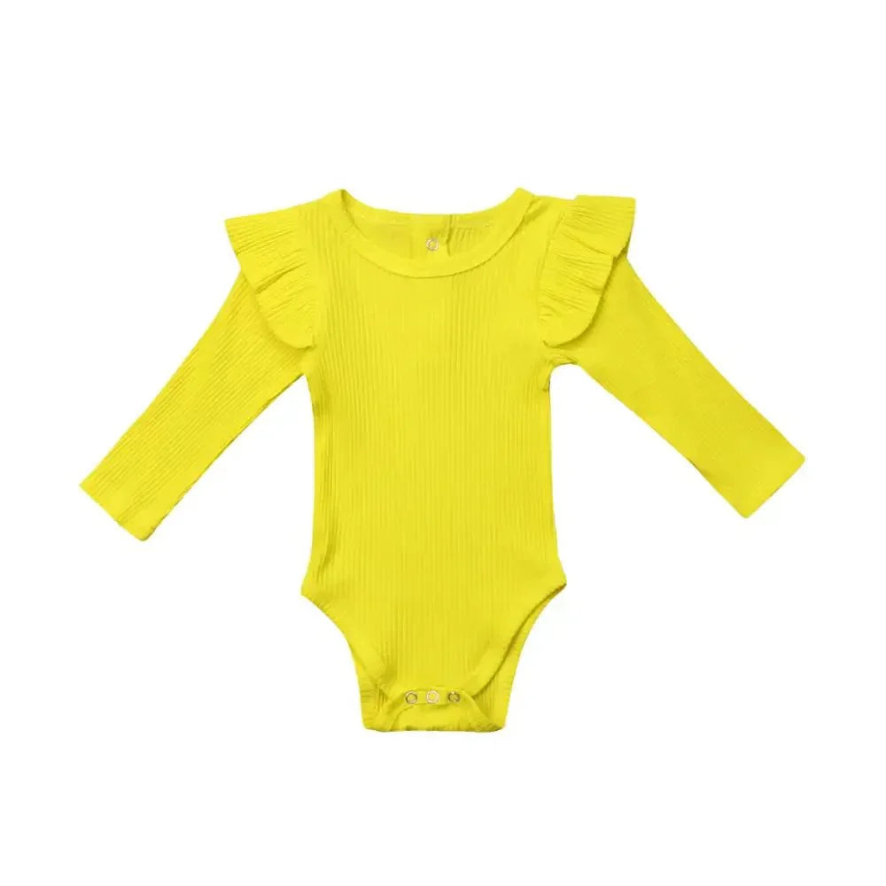 Ribbed Baby Bodysuit with Ruffle Shoulders - Betina Baby & Kids