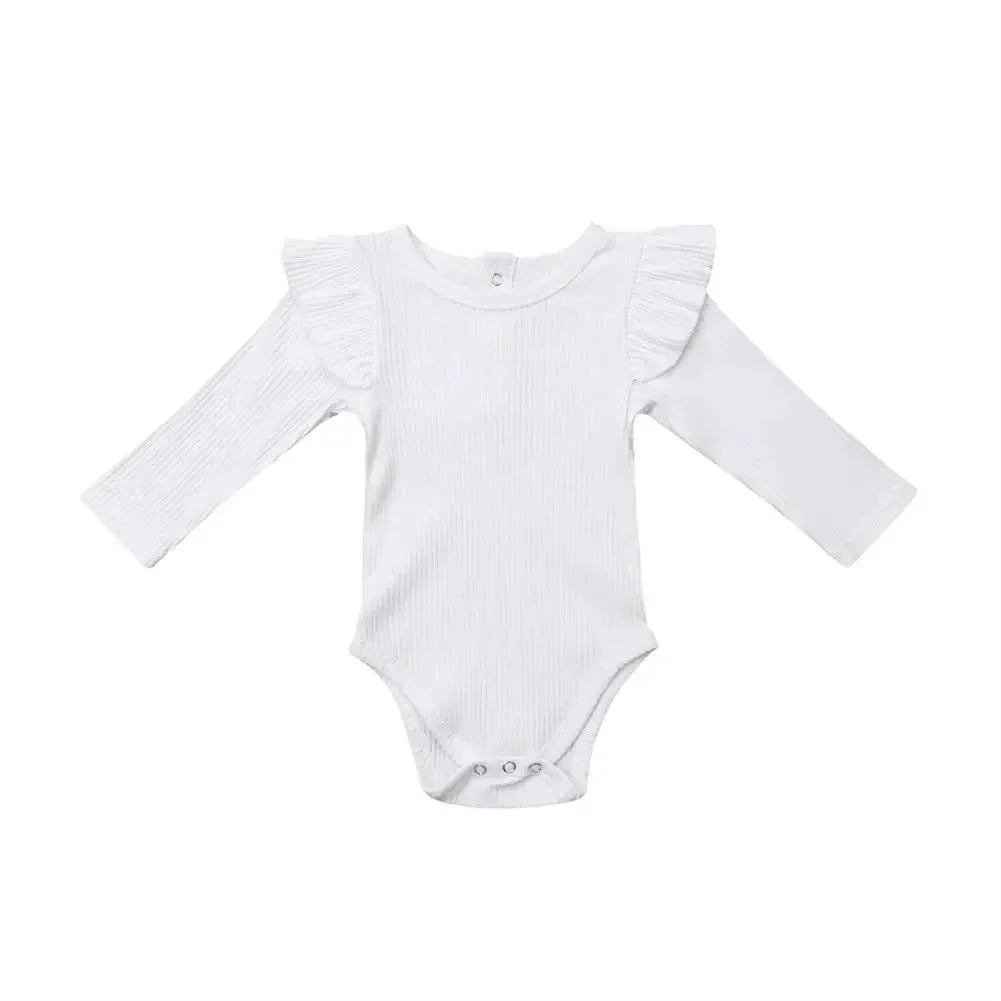 Ribbed Baby Bodysuit with Ruffle Shoulders - Betina Baby & Kids