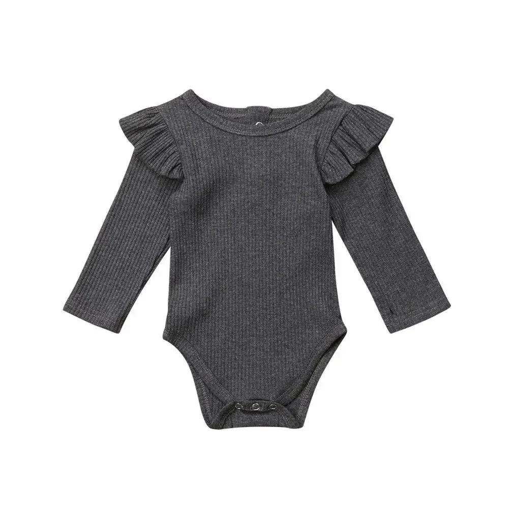 Ribbed Baby Bodysuit with Ruffle Shoulders - Betina Baby & Kids