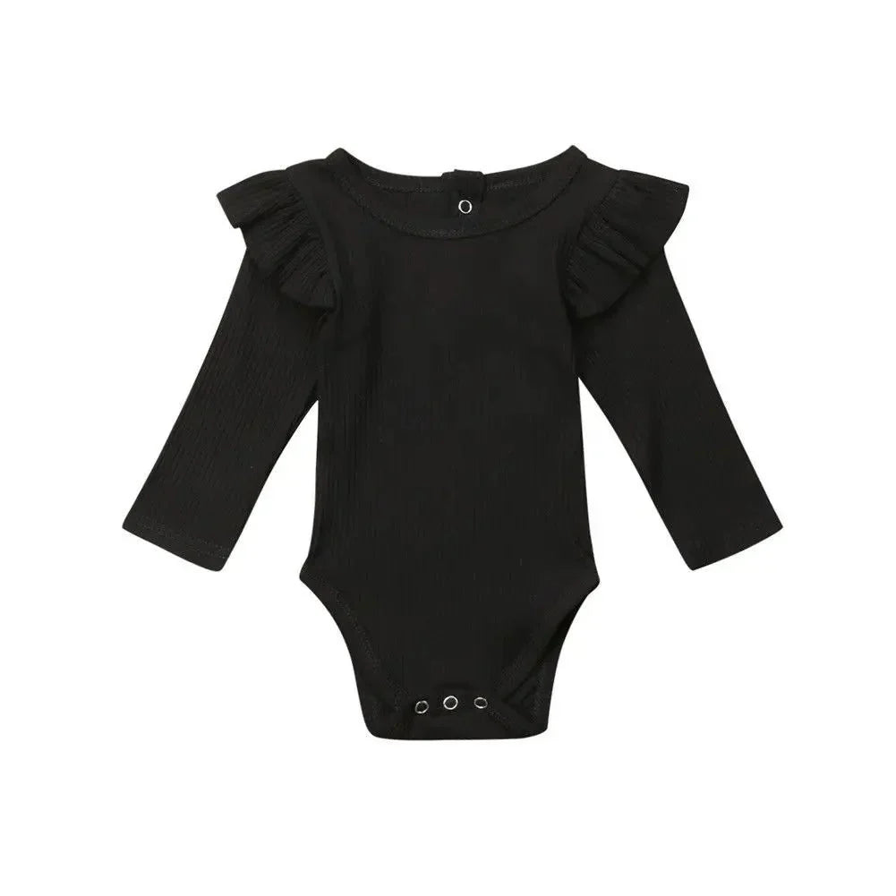 Ribbed Baby Bodysuit with Ruffle Shoulders - Betina Baby & Kids