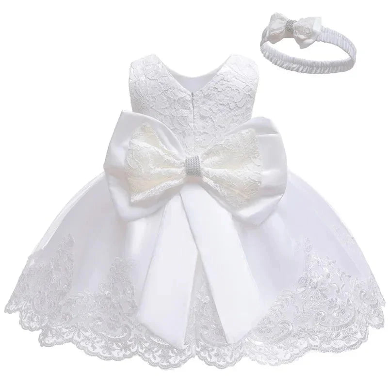 Royal Lace Bow Dress with Headband - Betina Baby & Kids