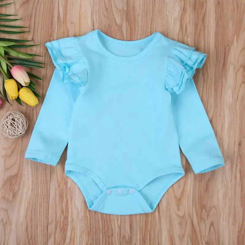 Ruffle Shoulder Long Sleeve Bodysuit - Betina Baby & Kids