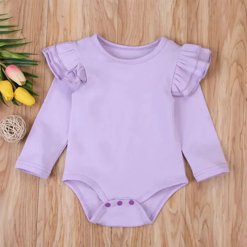 Ruffle Shoulder Long Sleeve Bodysuit - Betina Baby & Kids