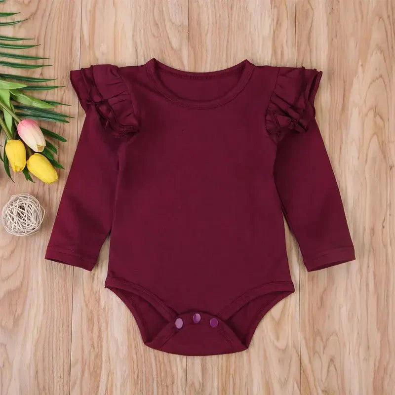 Ruffle Shoulder Long Sleeve Bodysuit - Betina Baby & Kids