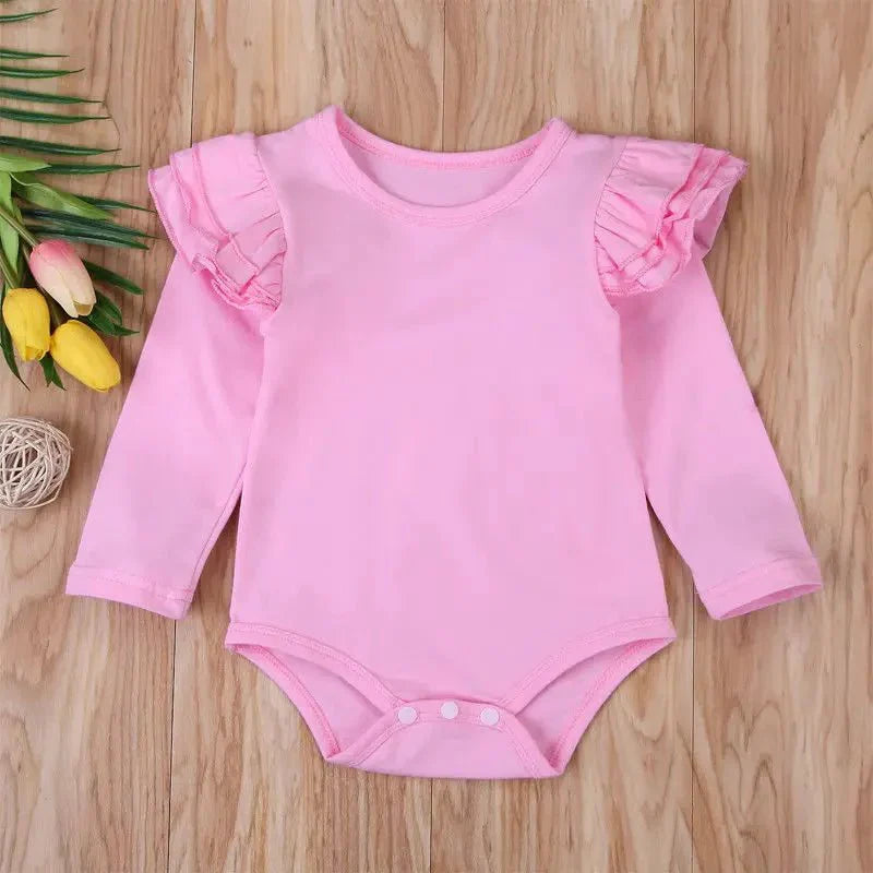 Ruffle Shoulder Long Sleeve Bodysuit - Betina Baby & Kids