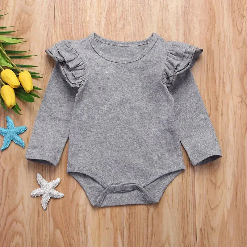 Ruffle Shoulder Long Sleeve Bodysuit - Betina Baby & Kids