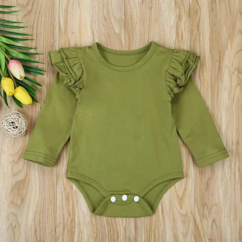Ruffle Shoulder Long Sleeve Bodysuit - Betina Baby & Kids