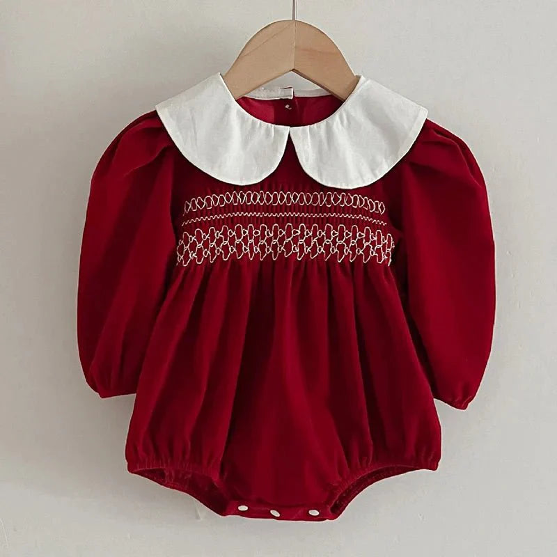 Smocked Collar Baby Romper - Betina Baby & Kids