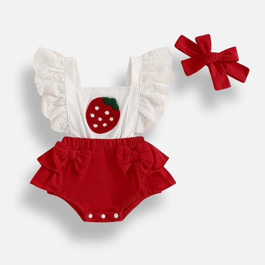 Strawberry Sweet Romper with Bow - Betina Baby & Kids