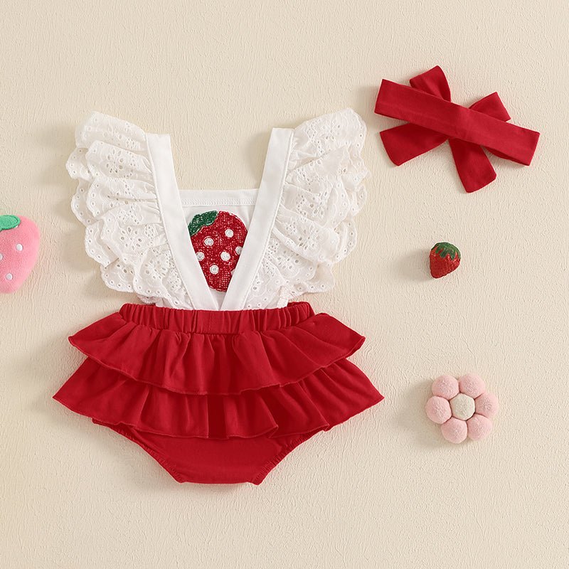 Strawberry Sweet Romper with Bow - Betina Baby & Kids