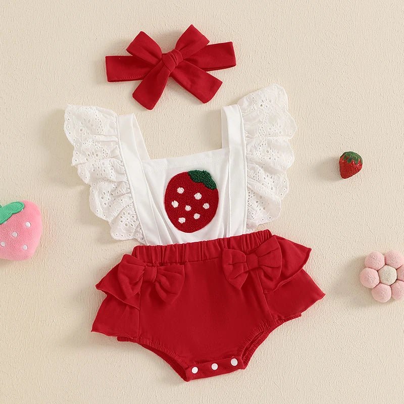 Strawberry Sweet Romper with Bow - Betina Baby & Kids