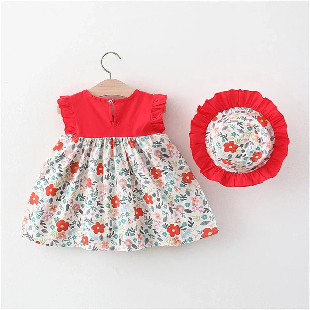 Tropical Floral Ruffle Dress with Hat - Betina Baby & Kids